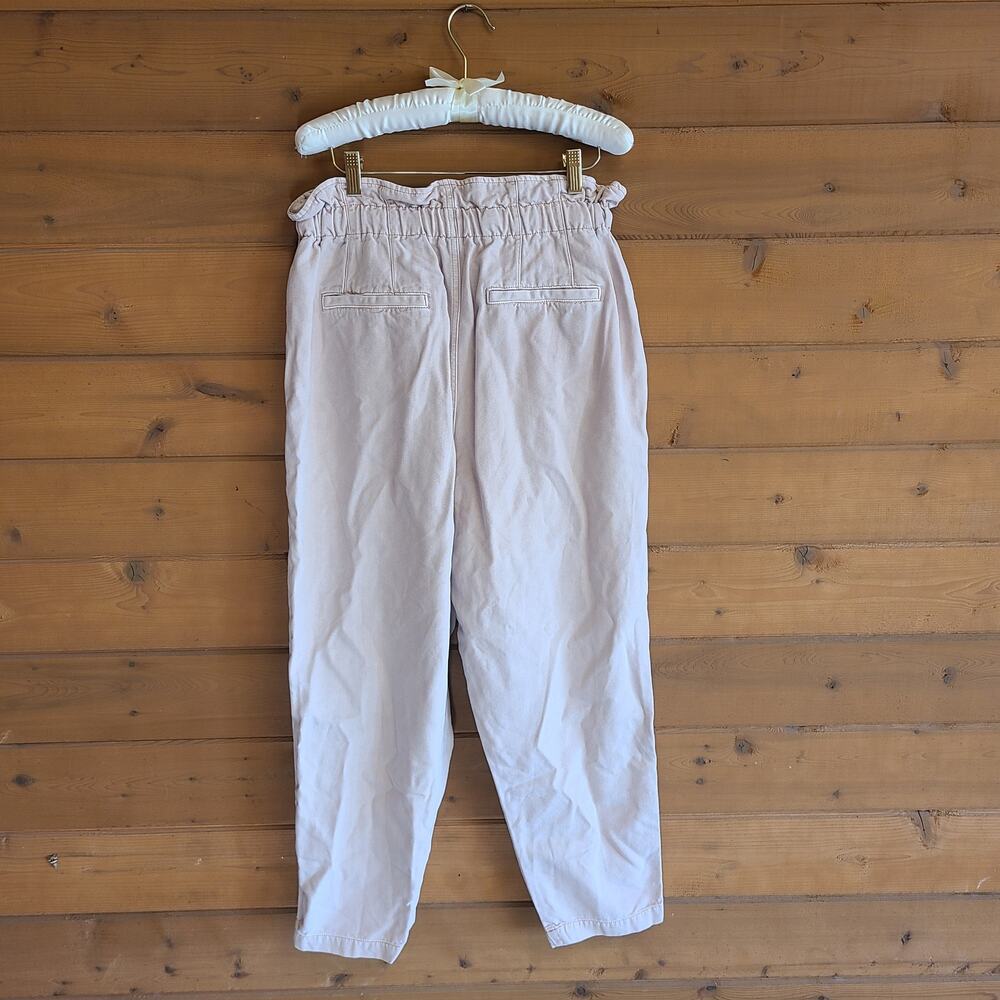 Free People Pant Margate Beige Boho Paperbag Trouser Beige Western M Preppy - Picture 5 of 5